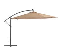 vidaXL Cantilever Garden Parasol with LED Lights and Metal Pole Umbrella Taupe