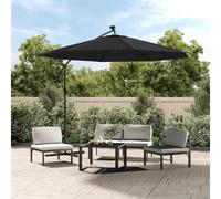 vidaXL Cantilever Garden Parasol with LED Lights and Steel Pole Umbrella Black