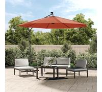 Hanging Parasol with LED Lighting Metal Pole Patio Umbrella Canopy vidaXL