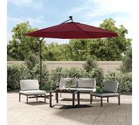vidaXL Cantilever Garden Parasol with LED Lights and Steel Pole Shade Wine Red