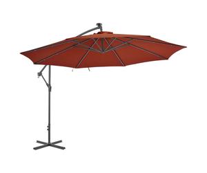 vidaXL Cantilever Garden Parasol with LED Lights Outdoor Umbrella Terracotta