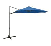 vidaXL Cantilever Umbrella with Pole and LED Lights Azure Blue 300 cm Sunshade