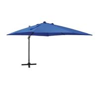 vidaXL Cantilever Umbrella with Pole and LED Lights Azure Blue 300 cm UK GF0
