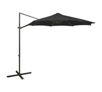 vidaXL Cantilever Garden Parasol with Pole and LED Lights Black 300 cm