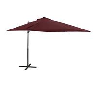 vidaXL Cantilever Garden Parasol with Pole and LED Lights Bordeaux Red 250 cm UK