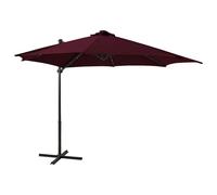vidaXL Cantilever Umbrella with Pole and LED Lights Bordeaux Red Patio Parasol