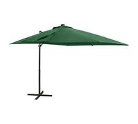 vidaXL Cantilever Garden Parasol with Pole and LED Lights Green 250 cm NEW