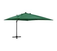 vidaXL Cantilever Garden Parasol with Pole and LED Lights Green 300 cm