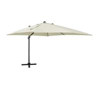 vidaXL Cantilever Umbrella with Pole and LED Lights Sand 300 cm Parasol Canopy