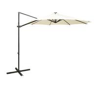 vidaXL Cantilever Garden Parasol with Pole and LED Lights Sand 300 cm