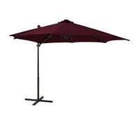vidaXL Cantilever Garden Parasol with Pole and LED Lights Shade Bordeaux Red