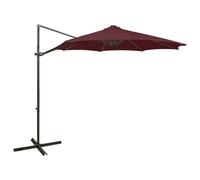 vidaXL Cantilever Garden Parasol with Pole and LED Lights Shade Bordeaux Red