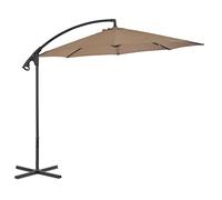 vidaXL Cantilever Garden Parasol with Steel Pole, Outdoor Umbrella for Balcony, Sunshade for Table, Patio Canopy, UV Protection Sun Shelter, Taupe