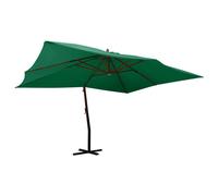 vidaXL Cantilever Garden Parasol with Wooden Pole 400x300 cm Green