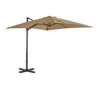 vidaXL Cantilever Parasol - 250x250 cm Fabric Umbrella with Aluminium Pole and Crank Mechanism - Tiltable and 360 Degree Rotatable Outdoor Patio Sun Shade - Taupe