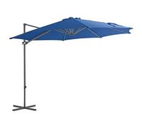 vidaXL Cantilever Umbrella 300 cm in Azure Blue - Anti-Fade Polyester, Steel Pole, Cross Base, Tilting and Rotating Design, Crank Mechanism