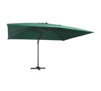 vidaXL Cantilever Umbrella & LED Lights & Aluminium Pole 400x300cm Green UK HOT