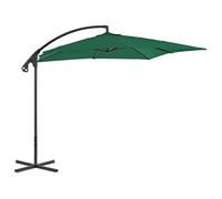 vidaXL Cantilever Umbrella-UV Protective-Steel Pole-Green-Outdoor Garden Umbrella-Easy Assembly-Crank Mechanism-250x250cm