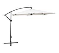 vidaXL Cantilever Umbrella with Crank, 3m Sand White Canopy, UV Protection, Windproof Ventilation, Steel Pole and Ribs, Outdoor Shade Solution