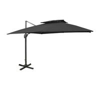 vidaXL Cantilever Umbrella with Double Top 300x300 cm Black UK HOT