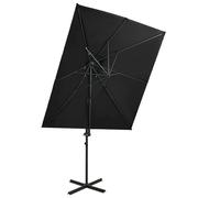 vidaXL Cantilever Umbrella with Double Top Black 250x250 cm UK HOT