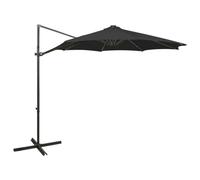 vidaXL Cantilever Umbrella with Pole and LED Lights Black 300 cm UK HOT