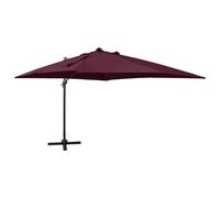 vidaXL Cantilever Umbrella with Pole and LED Lights Bordeaux Red 300cm 01 UK HOT