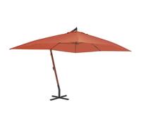 vidaXL Cantilever Umbrella with Wooden Pole 400x300 cm Terracotta UK HOT