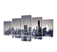 Vidaxl Canvas Wall Print Set Monochrome New York Skyline 200 X 100 Cm