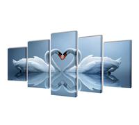 vidaXL Canvas Wall Print Set Swan 200 x 100 cm