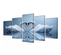 vidaXL Canvas Wall Print Set Swan 200x100cm Home Artwork Picture Sketches
