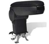 vidaXL Car Armrest for VW New Polo (2011) - Adjustable, Padded Lid, Integrated Console, Black ABS