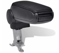 vidaXL Adjustable Car Armrest for Audi A4 B6 B7 - Black ABS with Integrated Storage Console, Padding Lid, 100% Polyester Fabric