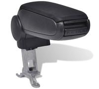 vidaXL Adjustable Car Armrest for Audi A4 B6 B7 - Black ABS with Integrated Storage Console, Padding Lid, 100% Polyester Fabric