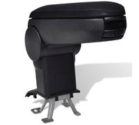 vidaXL Car Armrest for VW New Polo (2011) - Adjustable, Padded Lid, Integrated Console, Black ABS