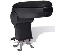 vidaXL Car Armrest for VW New Polo (2011) - Adjustable, Padded Lid, Integrated Console, Black ABS