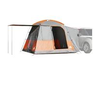 vidaXL 4-Person Car Tent - Waterproof, Easy Setup, Grey/Orange, Extra Camping Space, Portable