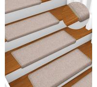 vidaXL - Carpet Stair Treads | Set of 15 | Taupe | 100% PP Tufted | Noise Damping | Non-slip | Washable and Foldable