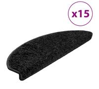vidaXL Carpet Stair Treads 15 pcs Black Stair Mat Protector Runner Rug Carpet