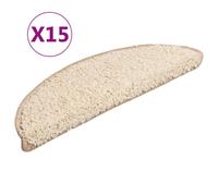 vidaXL Stair Mats 15 pcs 56x17x3 cm Cream Half Round