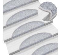 vidaXL Carpet Stair Treads 15 pcs Light Grey 56x17x3 cm