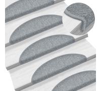 vidaXL Carpet Stair Treads 15 pcs Light Grey 56x17x3 cm UK HOT