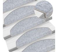 vidaXL Carpet Stair Treads 15 pcs Light Grey 65x24x4 cm