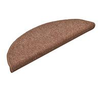 vidaXL Carpet Stair Treads - Anti-Slip, Sound Dampening, Easy-Install, Washable Stair Mats, 100% PP Tufted - Brown, 15 pcs 56x17x3 cm
