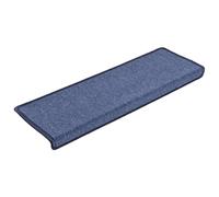 vidaXL Carpet Stair Treads - Blue Polypropylene Mat Step Protectors, Non-Slip, Sound Dampening, Washable, 65x21x4cm - Set of 15