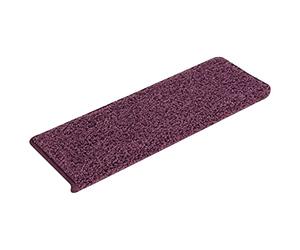 vidaXL Carpet Stair Treads Mat Protectors - 15-Piece Set, Dark Purple, 65 x 21 x 4 cm, 100% Polypropylene, Non-Slip, Sound Dampening