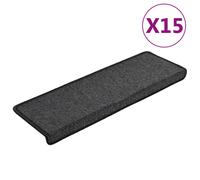 vidaXL Carpet Stair Treads - Set of 15 Rectangular Mats, 100% PP tufted, Non-Slip, Sound Dampening, Washable & Durable - Size: 65 x 21 x 4 cm - Color: Anthracite