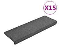 vidaXL Carpet Stair Treads Stair Mat Stair Protector Rug 15 pcs Dark Grey