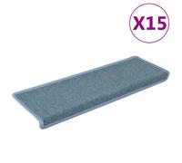 vidaXL Carpet Stair Treads Stair Mat Stair Step Protector Rug 15 pcs Blue