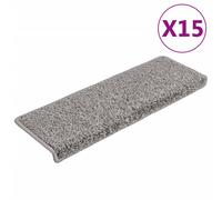 vidaXL Carpet Stair Treads Stair Mat Stair Step Protector Rug 15 pcs Grey